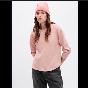 GAP Waffle Crewneck T-Shirt Chalk Pink Size M NEW WITH TAG!